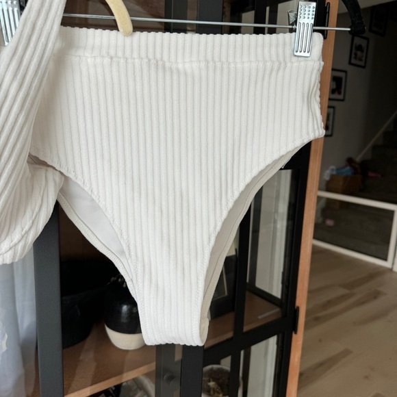 H&M bikini set ribbed terry highwaisted rise balconette underwire pushup bottoms - Picture 3 of 5